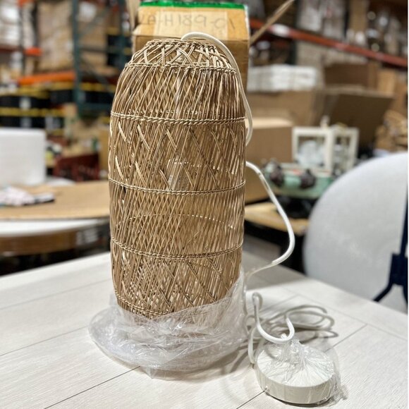 Serena & Lily Headlands Oblong Rattan Pendant-Natural Brown - Picture 1 of 3